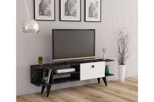 Gurnar Tv-bord, Sort Marmorlook