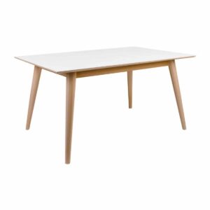 Copenhagen Spisebord - Spisebord i hvid med natur ben (150/230x95)