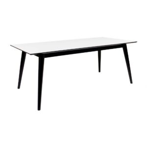 Copenhagen Spisebord - Spisebord i hvid med sorte ben (195/285x90)