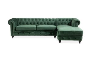 Chesterfield Escalon Chaiselong Sofa, Mørkegrøn