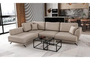Larde 3 Pers. Sofa M. Chaiselong, Beige (Venstrevendt)