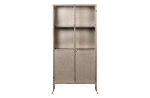 BEPUREHOME Collection vitrineskab, m. 2 låger og 3 hylder - glas og champagnefarvet metal