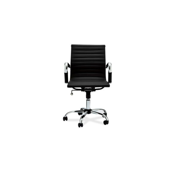 Designo kontorstol - sort kunstlæder, lav, m. armlæn