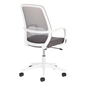 LAFORMA Melva skrivebordsstol, justerbar, m. armlæn, hjul og drejefunktion - gråt stof/hvidt plast