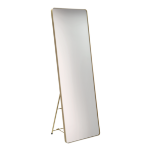 VILLA COLLECTION Verdal gulvspejl/vægspejl, rektangulær - spejlglas og guld jern (140x45)