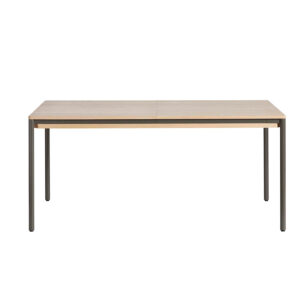 WOUD Piezas spisebord, m. udtræk - hvidpigmenteret egetræ og metal (160/205x95)