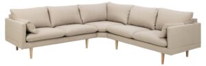 SOFAKONCEPT Cozy hjørnesofa, m. 2 puder - beige stof og natur bøg