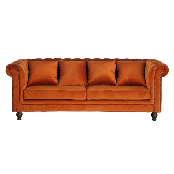 VENTURE DESIGN Velvet 3 pers. sofa - orange velour og træ