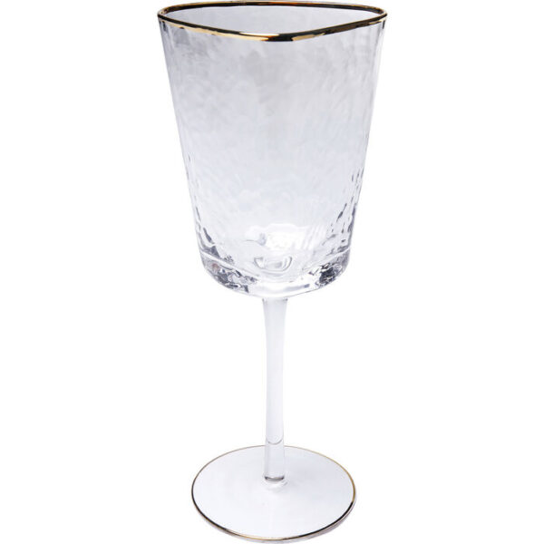 KARE DESIGN Hommage rødvinsglas, m. struktur og guldkant, håndlavet - klar glas (H:23,5)
